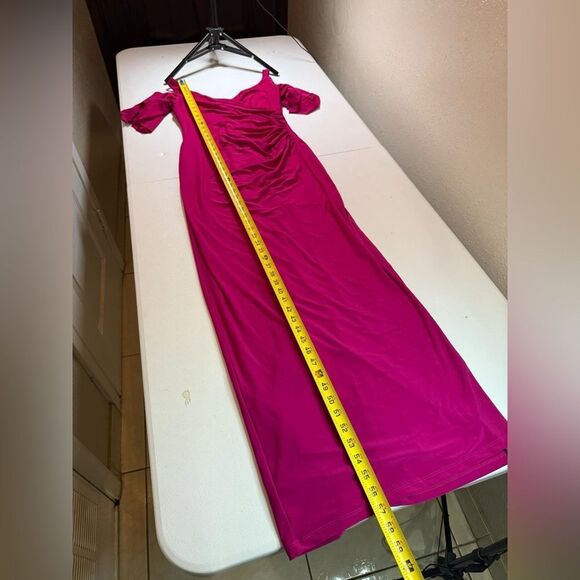 ✔️New Ralph Lauren Evening Pink Short Sleeve Off Shoulder Maxi Sheath Dress Sz 6 - Picture 4 of 11